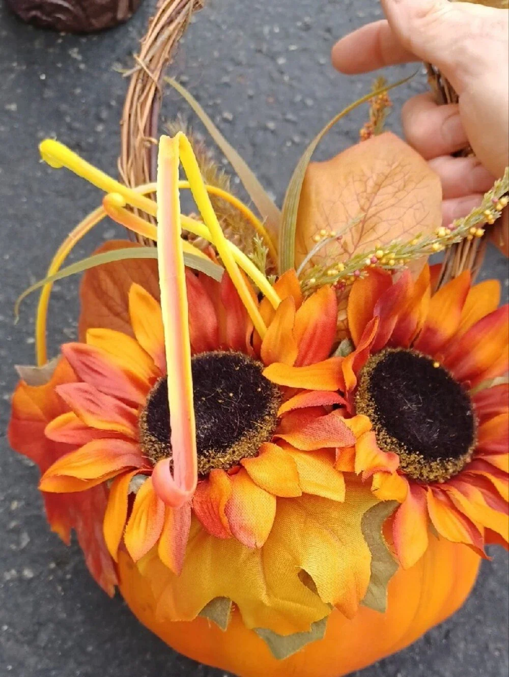 Autumn Sunflower and Daisy Artificial Floral Arrangement - Yellow & Orange
